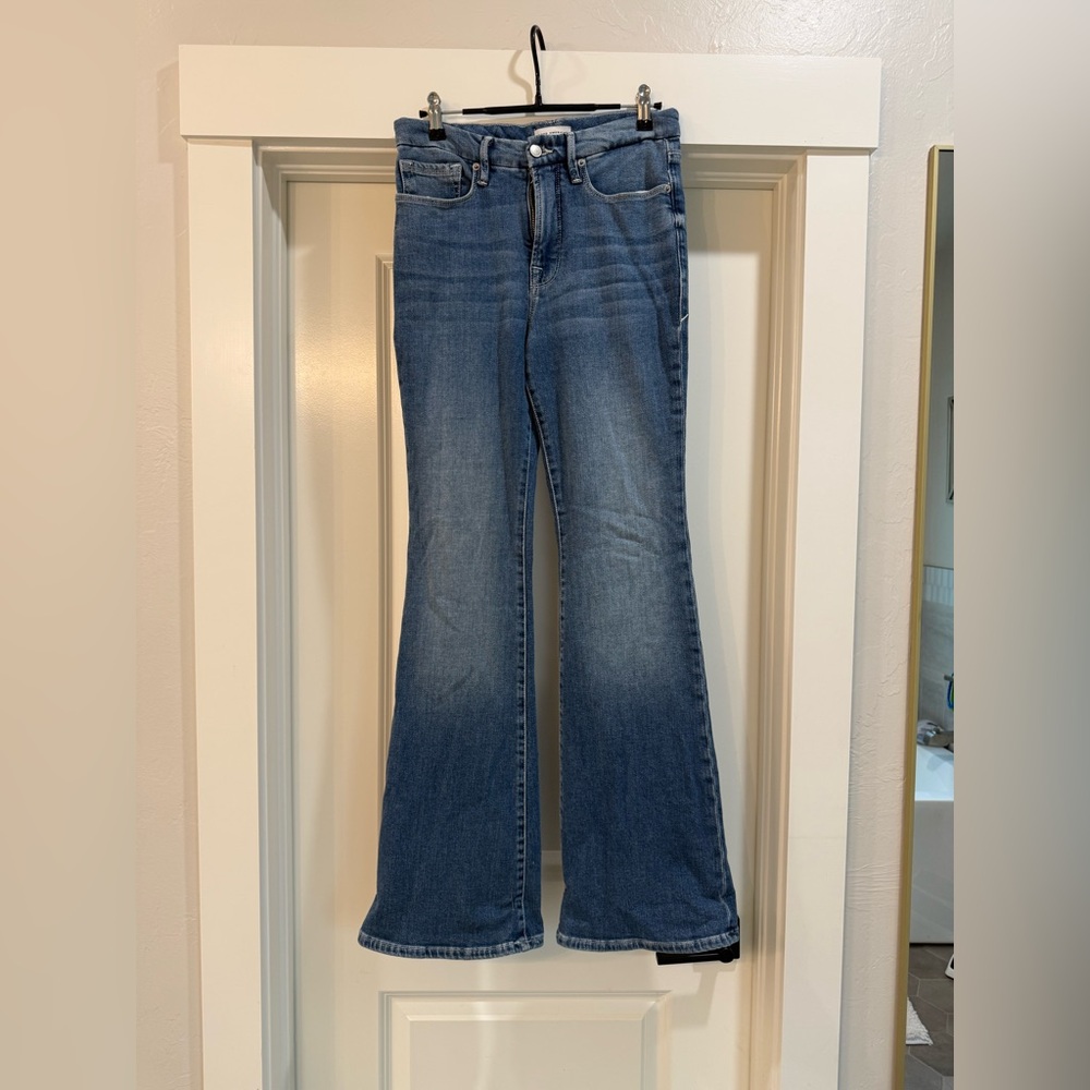 Good American Medium Blue Flare Jeans